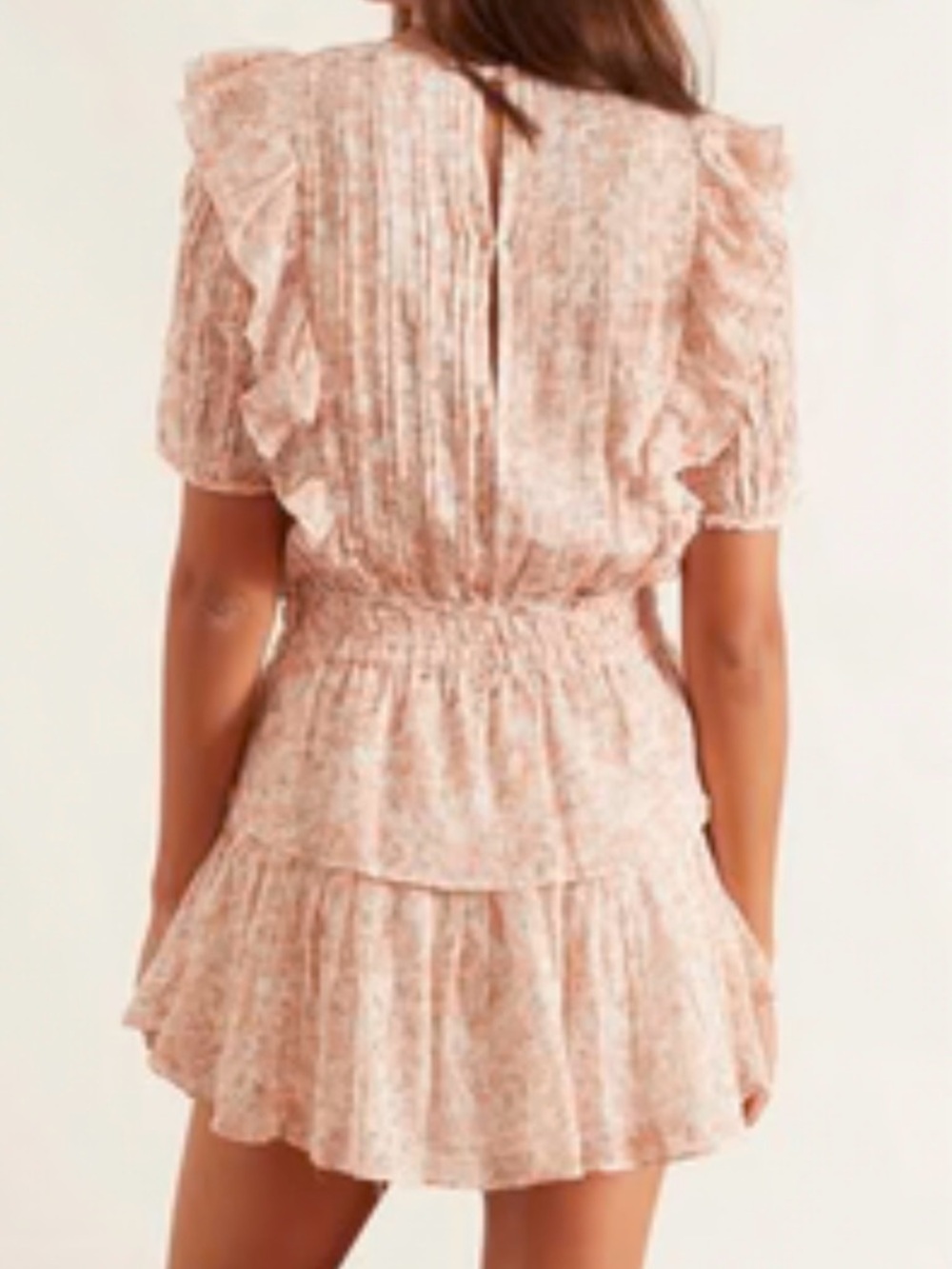 NEW LoveShackFancy Natasha High Neck Mini Dress Vanilla Foam color size Small - Picture 5 of 8